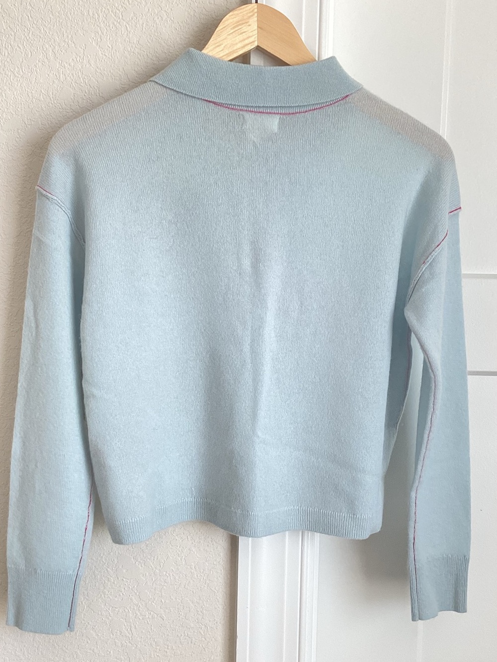 🐾Anthropologie Cashmere Sweater Pilcro Collared Long Sleeve Polo New Dog Blue - Picture 10 of 15